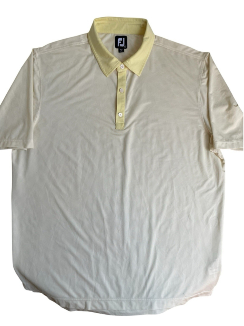 FootJoy Golf Performance Polo Shirt Mens XL Lemon Micro Pattern - Picture 2 of 10